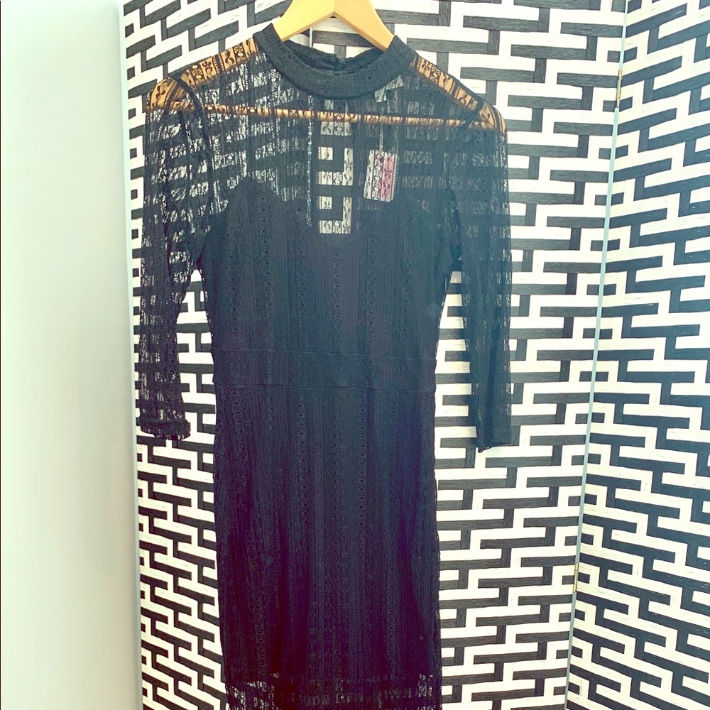 Beautiful SOFT lace mini dress with slip.